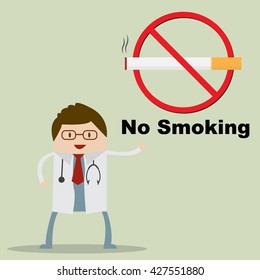 Vector illustration of doctor for World No Tobacco Day,Anti Smoking sticker, tag or label design with cigarette for World No Smoking Day.