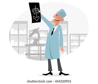 Vector illustration of a doctor with X-ray