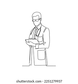 Ilustración de vectores mano doctoral dibujada en el estilo de arte de línea