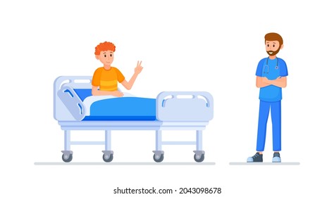 Vector illustration of a doctor's appointment. IV. Improvement.