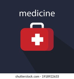 Vector illustration Doctor's bag Blue background.