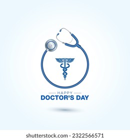 Ilustración vectorial del Día del Doctor. Feliz día del doctor con Stethoscope y símbolos. Cartel, cartel y el diseño de la tarjeta de felicitación.