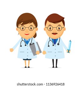 Vector illustration of doctors with medical background.
