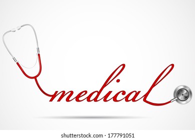 vector illustration of doctor's stethoscope forming medical word