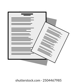 vector illustration of document, certificate, manuscript, page, archive, charter, article, script, journal, poetry, novel, lyrics, agreement, contract, proof