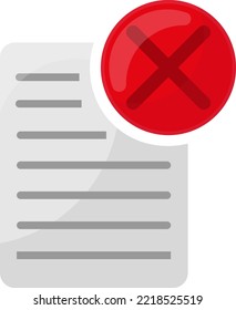 Vector illustration, of a document with errors. Correction of documents, disapproval and denial of a document. Sheet of paper with bad information.