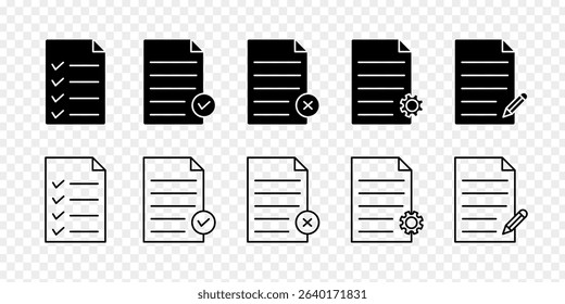 Vector illustration of Document icon set isolated on transparent background