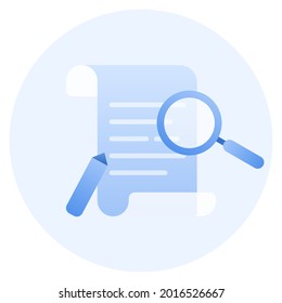 Vector illustration of document and magnifier.