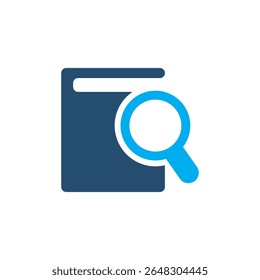 Vector illustration of a document with a magnifying glass, representing file search, document lookup, or data exploration.