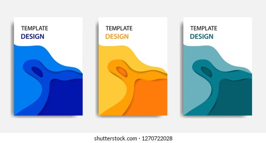 Vector illustration, document mock up template, easy color adjustment. Paper cut topographic style in colorful wave layering. Suitable for book cover, annual report, flyer, poster, brochure.