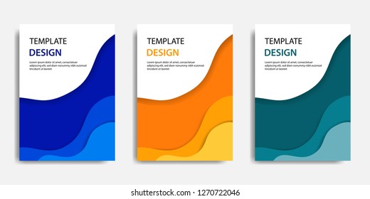 Vector illustration, document mock up template, easy color adjustment. Paper cut topographic style in colorful wave layering. Suitable for book cover, annual report, flyer, poster, brochure.