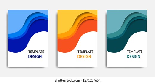 Vector illustration, document mock up template, easy color adjustment. Paper cut topographic style in colorful wave layering. Suitable for book cover, annual report, flyer, poster, brochure.