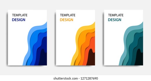 Vector illustration, document mock up template, easy color adjustment. Paper cut topographic style in colorful wave layering. Suitable for book cover, annual report, flyer, poster, brochure.