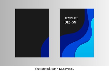 Vector illustration, document mock up template. Paper cut topographic style in gradation blue,black, white. Suitable for book cover, annual report, flyer, poster, brochure.