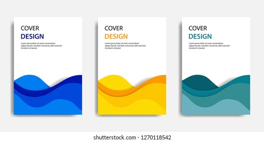Vector illustration, document paper mock up template, easy to adjust the color. Paper cut topographic style in colorful wave layering. Suitable for Book cover, annual report, flyer, poster, brochure.