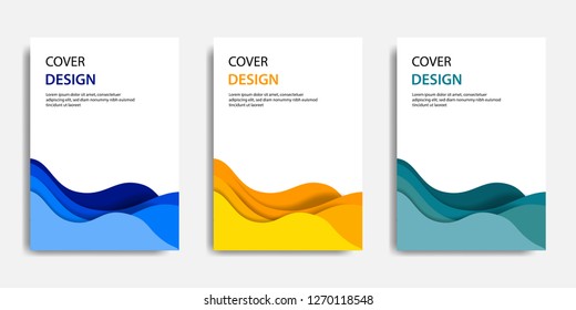 Vector illustration, document paper mock up template, easy to adjust the color. Paper cut topographic style in colorful wave layering. Suitable for Book cover, annual report, flyer, poster, brochure.