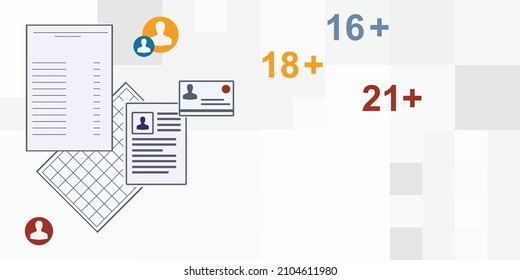 Vector Illustration Of Documents And Age Validation With Internet Tools Date Of Birth Verification