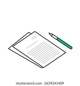 Vector Illustration of Documents and a Pen