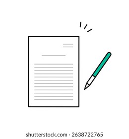 Vector Illustration of Documents and Pen for Business and Contract