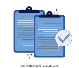 Vector illustration of documents. Sheets of paper in a folder. A certified or approved document.