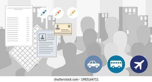 ilustración vectorial de documentos y pasaporte de vacunación para las normas de viaje durante el bloqueo 
