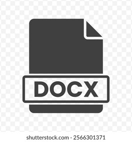 Vector illustration of DOCX file in dark color and transparent background(PNG).