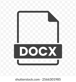 Vector illustration of DOCX file in dark color and transparent background(PNG).