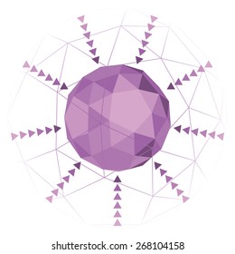 Vector illustration of Dodecahedron. Design with regular purple polyhedron