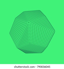 Vector illustration of Dodecahedron Ã¢â?¬â?? regular platonic solid figure. Three-dimensional transparent object. Abstract polygonal shape and simple geometric form. Isolated on colored background.