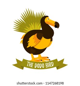 Vector illustration of the Dodo bird. Cute character in simple flat style