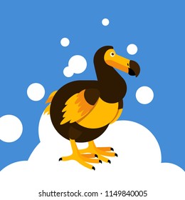 Vector illustration of the Dodo bird. Cute character in simple flat style