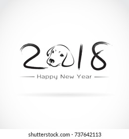 Vector illustration of dog, 2018 new year card, Year of the dog.