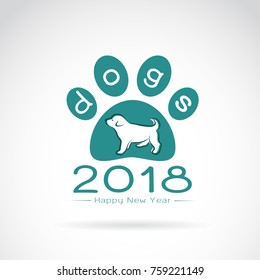 Vector illustration of dog, 2018 new year card, Logo dog. Year of the dog. Labrador puppies