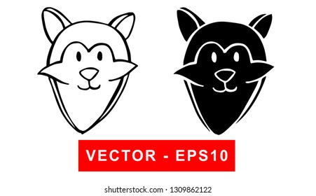 Vector Illustration of Dog Animal. Isolated flat line and silhouette of sign, symbol, or objects for graphic design.