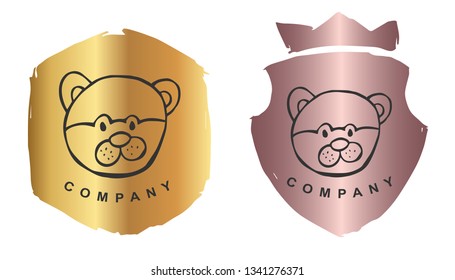 Vector Illustration of Dog Animal with Rose Gold and Gold Banner or Background. Graphic Design for Logo and T-shirt.