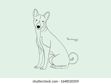 Vector Illustration of Dog, Basenji