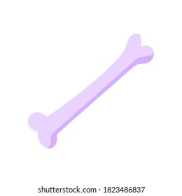 Vector illustration of a dog bone in flat style on a white background isolated. Delicious and funny bone vector graphics for mobile games and animations. Cute abstract skeleton part.