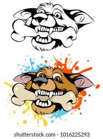 Vector illustration of dog with bone in his mouth