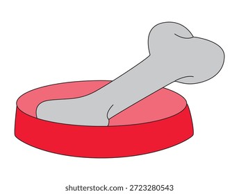 Ilustración vectorial de un cuenco de perro con hueso