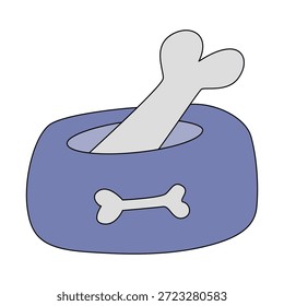 Vector illustration dog bowl with bone