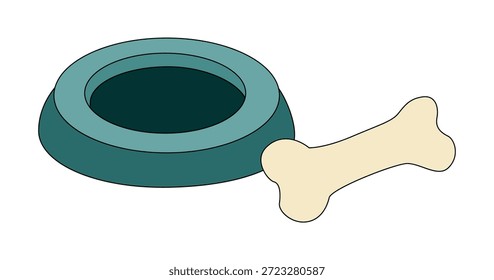 Vector illustration a dog bowl with bone