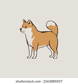 Vector Illustration of a dog with brown fluffy hair.