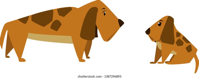 Vector illustration. The dog in cartoon stile. Isolated on white