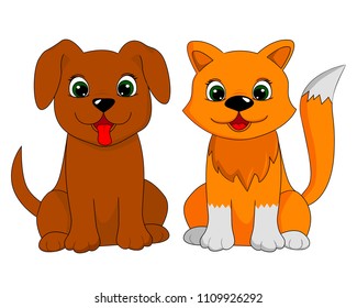 vector illustration of dog and cat