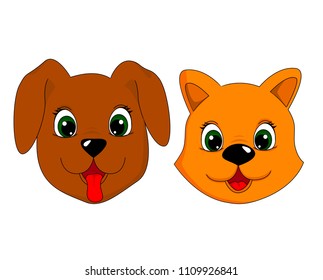 vector illustration of dog and cat