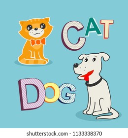 Vector Illustration Dog and Cat