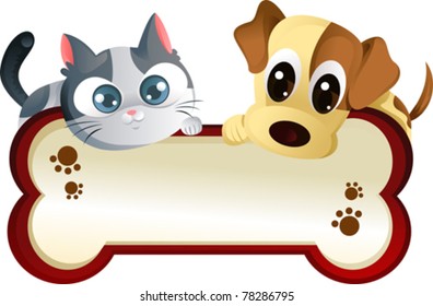 A Vector Illustration Of A Dog And A Cat Banner