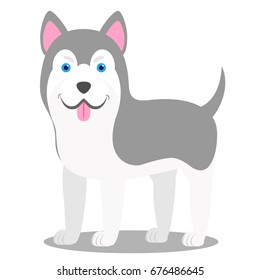 Vector illustration of a dog. Children's stylized picture. Husky