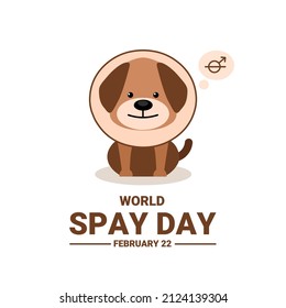 Vector illustration of a dog with a conical collar, world spay day theme and Spay and Neuter awareness observed Every February on the last Tuesday.