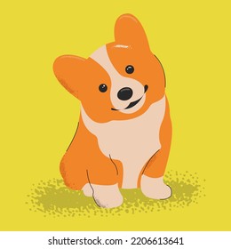 Vector illustration of dog. Corgi.